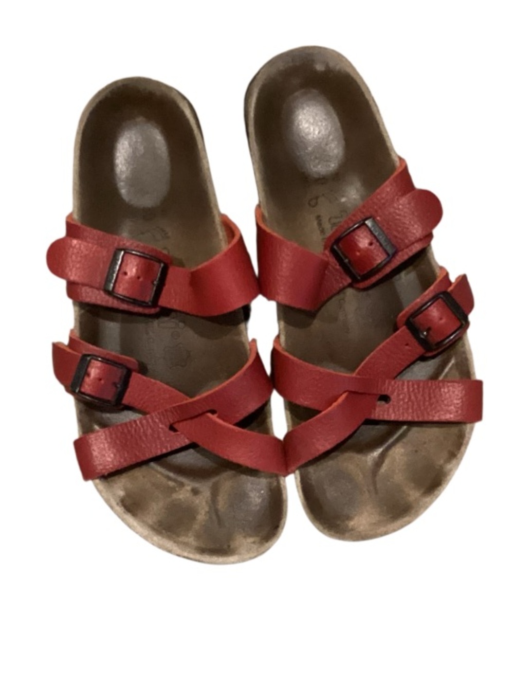 Birkenstock Tatami Red Leather Strappy Buckle Sandals 9 - Picture 2 of 9